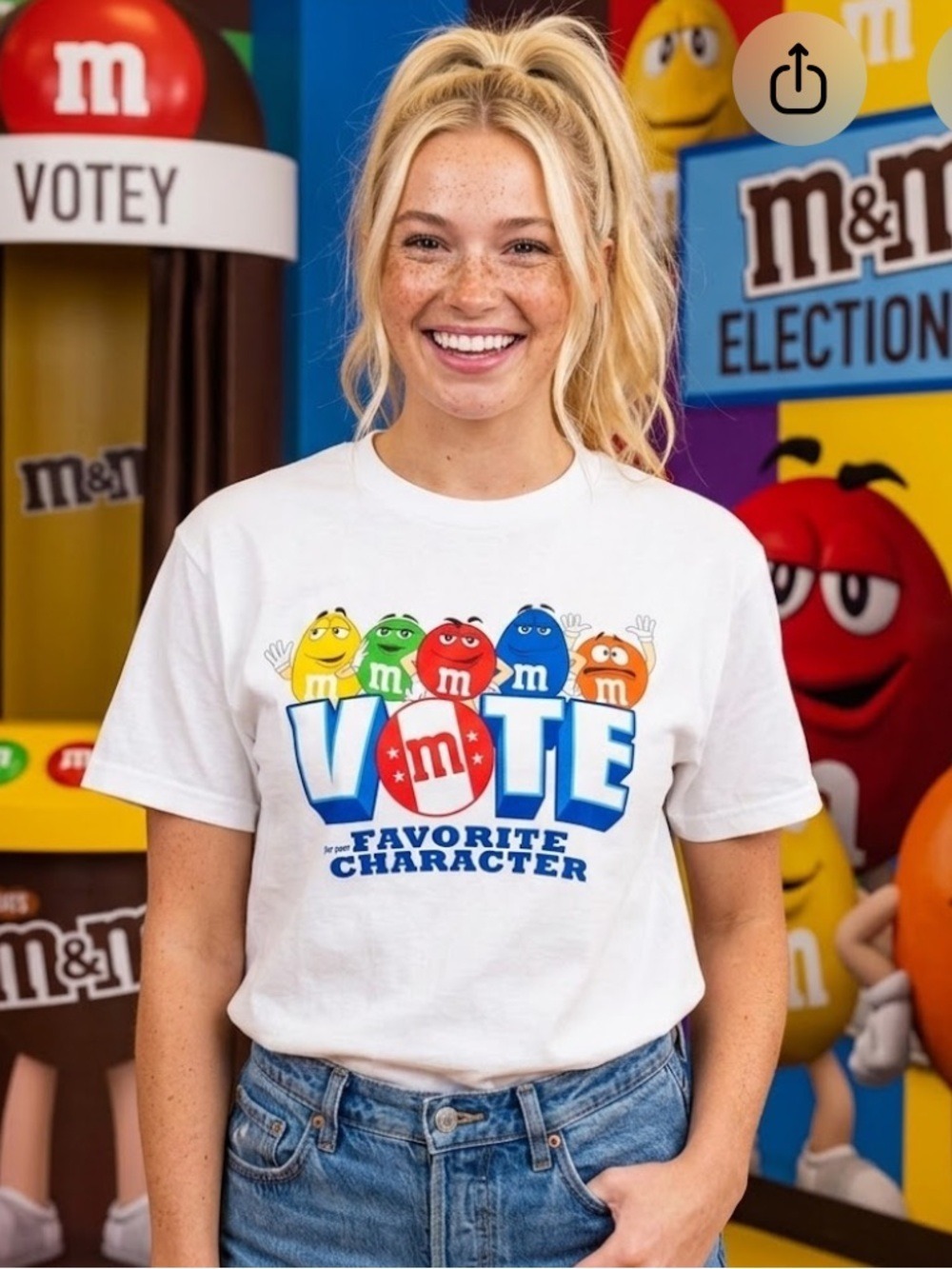 M&M's 1990’s “Vote for Your Favorite Character" White Tee - Size Large